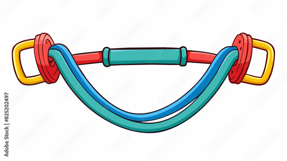 Aufkleber a resistance band made of flexible rubber material. the band is long and thin with handles on each e