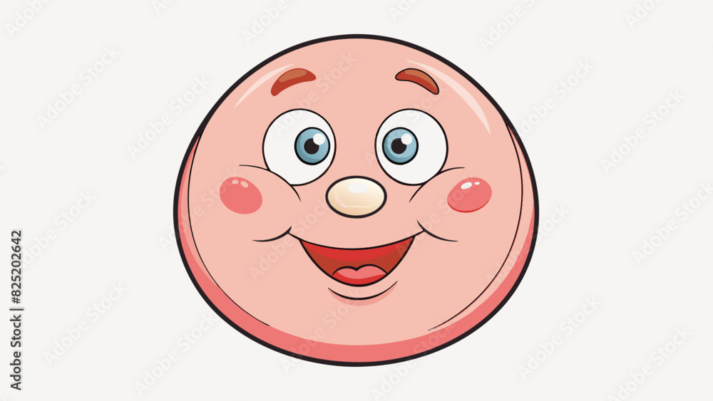 Poster A rounded face with chubby greeted me adorned with a e button nose and wide curious eyes. Its lips were full and always seemed to be curled up in a. Cartoon Vector.