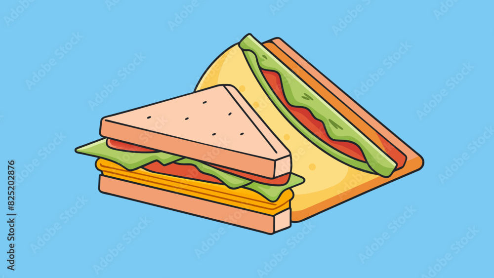 Poster a sandwich that has been diagonally with one half containing ham and the other half filled with chee