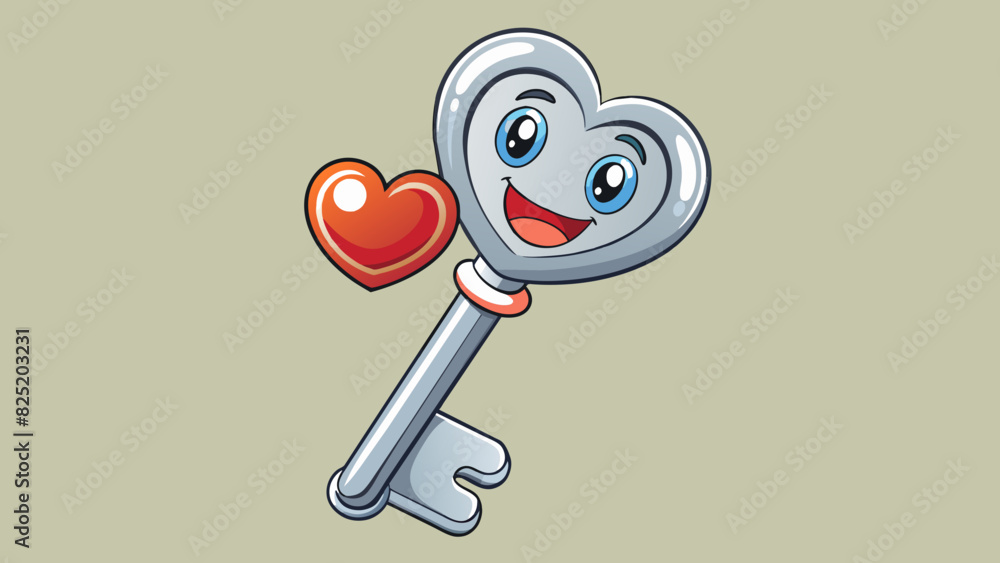 Poster A shiny silver key that unlocks a hidden treasure signifying a trustworthy and dependable friend who holds the key to your heart and will always keep. Cartoon Vector.