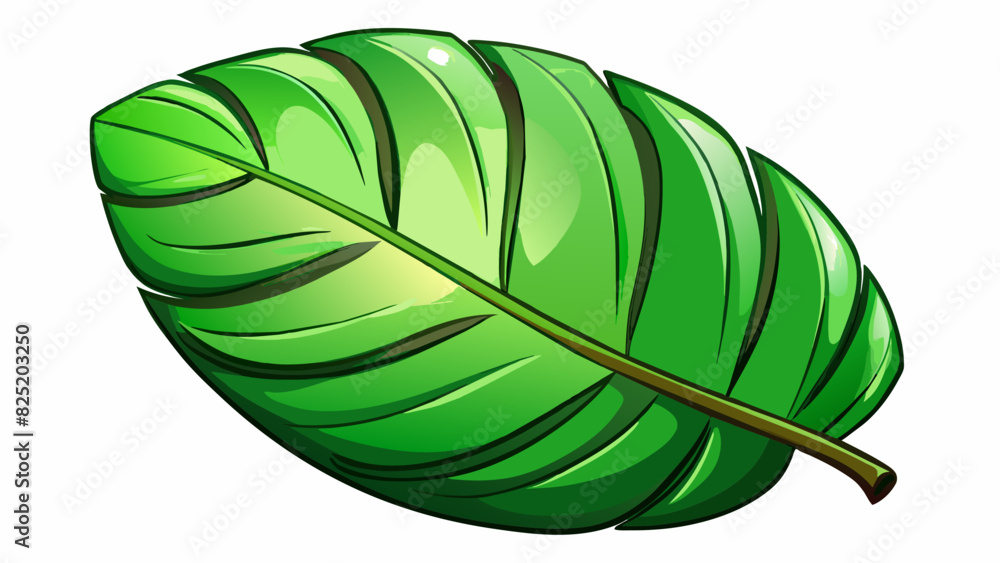 Poster a shiny smooth tropical leaf with a glossy surface and vibrant shades of green perfect for use in ex
