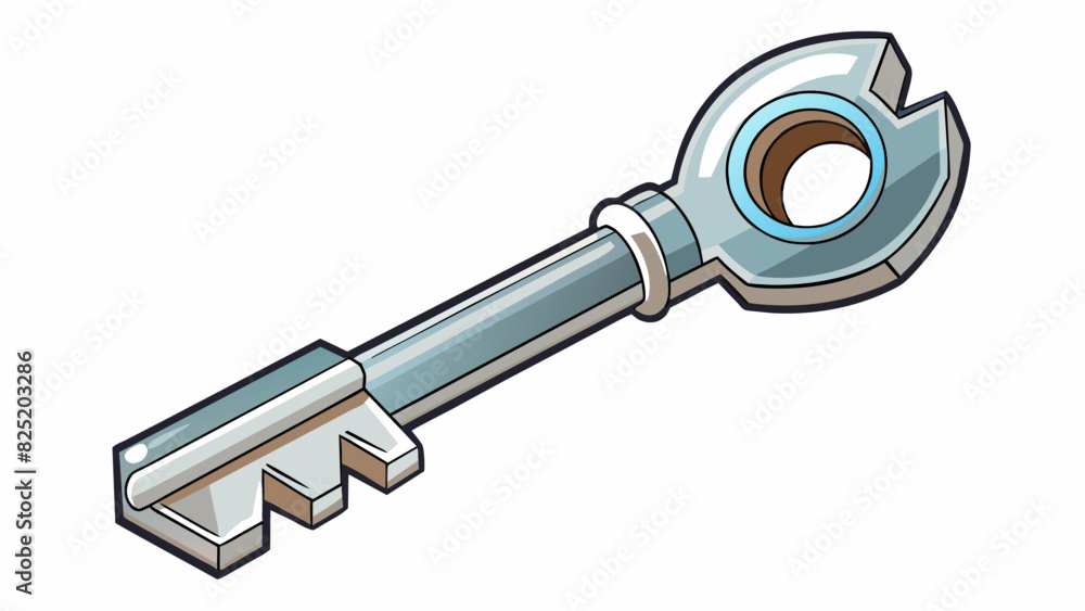 Aufkleber a shiny silver key with jagged teeth along the end used to unlock doors and secure valuable possessi