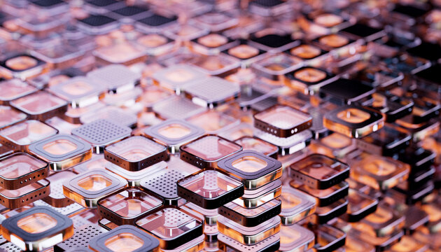 Abstract high-tech background with metal square blocks