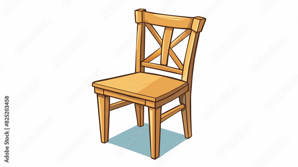 Poster a simple wooden chair with a straight back and four sy legs. its surface was scuffed and worn from y