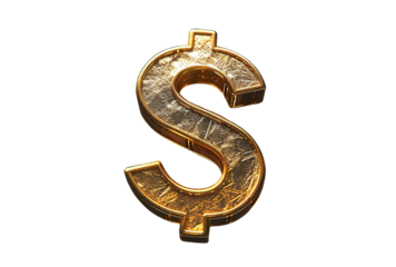 Gold Dollar Sign Crystal Pendant on Black Surface Photorealistic