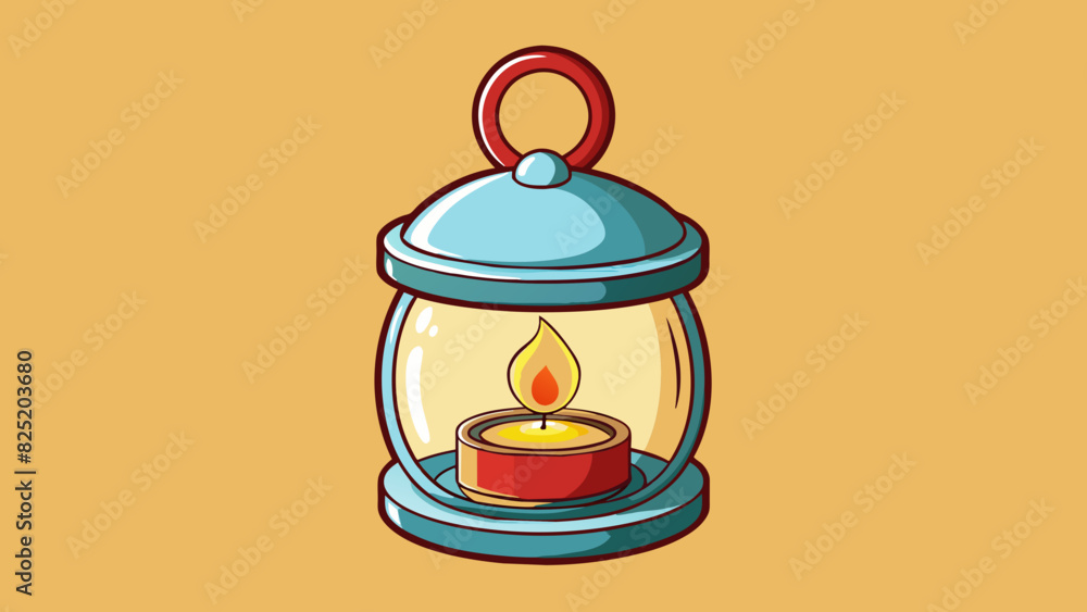 Poster a small circular object made of clear glass with a metal lid. inside it holds a wick coated in wax w