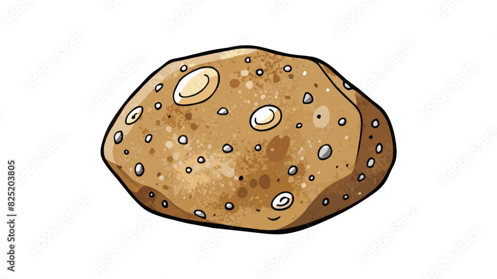 Aufkleber A small light brown stone with a speckled pattern and a slightly rough texture. When held up to the light you can see tiny grains and specks of. Cartoon Vector.