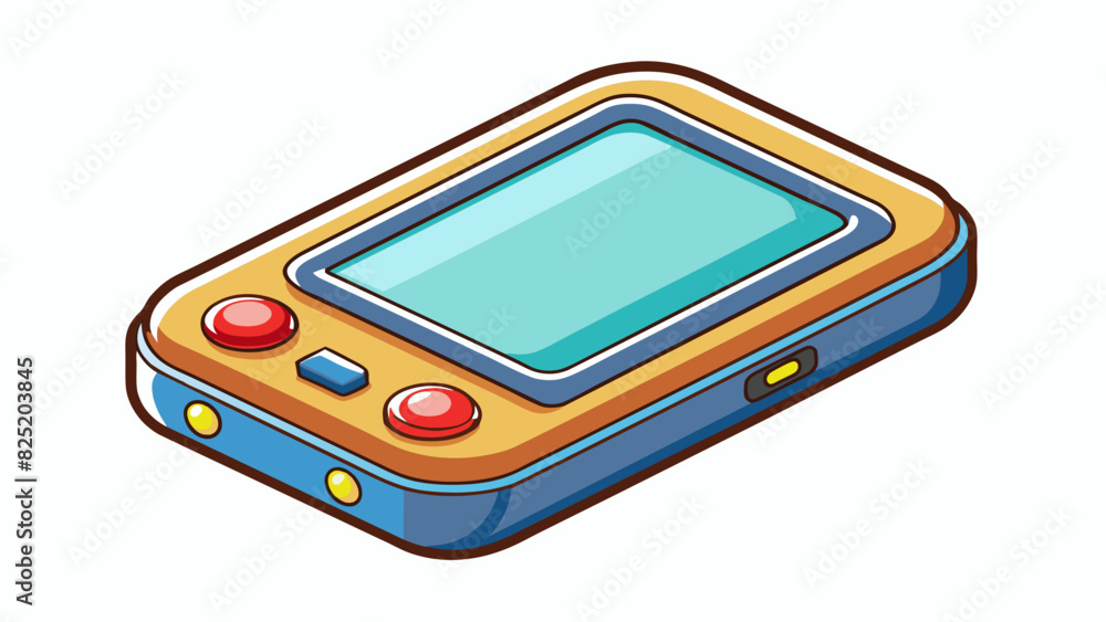 Fototapete A small rectangular object with buttons and a screen. It has a smooth shiny surface and can fit in the palm of your hand.. Cartoon Vector.