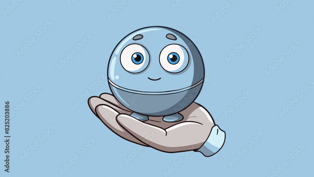 Poster A small round object with a smooth surface and a shiny metallic sheen. It fits in the palm of your hand and feels cold to the touch. When shaken it. Cartoon Vector.