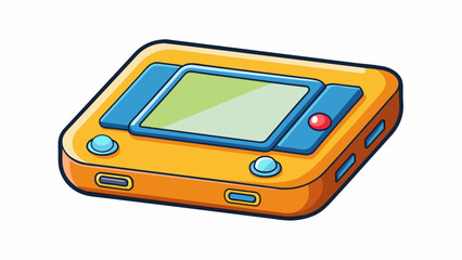 A small rectangular device with a bright screen and buttons used for communication and storing information.. Cartoon Vector.