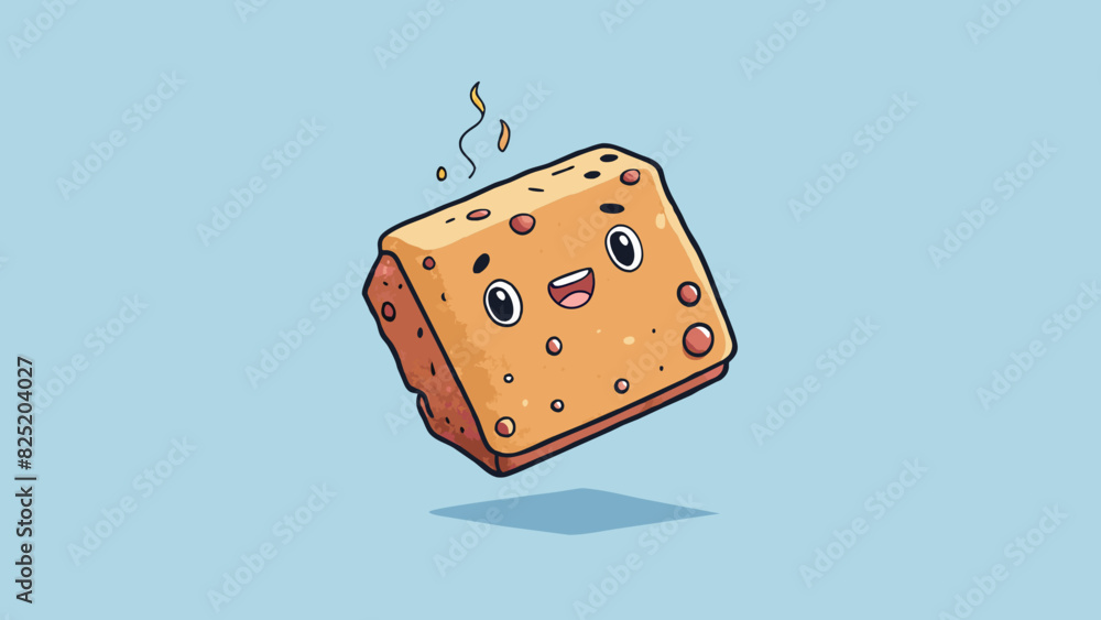 Poster A small squareshaped object with a rough bumpy texture. It is lightweight and emits a faint pleasant scent. When touched it leaves a powder residue on. Cartoon Vector.
