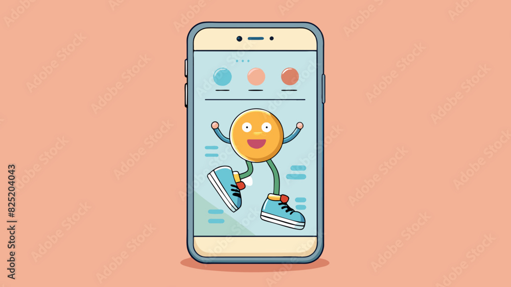 Aufkleber a smartphone app that allows users to track their daily steps.. cartoon vector.