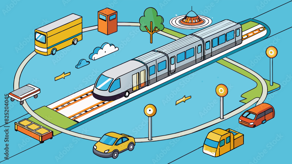 Poster A smoothly running public transportation system with properly maintained vehicles and a timely schedule is an example of effective management of a. Cartoon Vector.