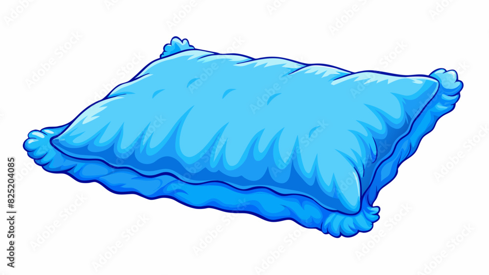 Aufkleber a soft fluffy pillow with a smooth satin cover in a vibrant shade of blue.. cartoon vector.