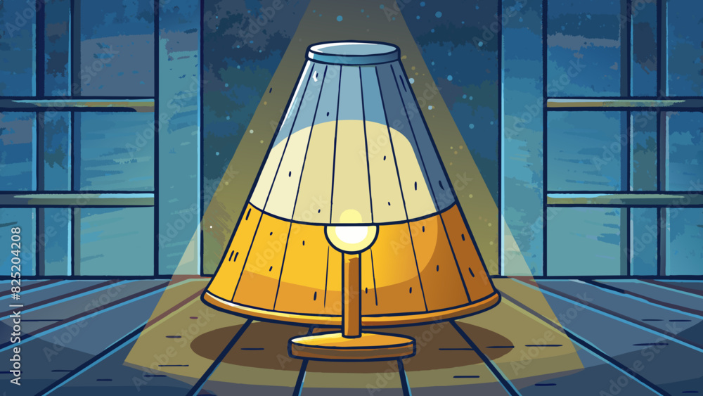 Aufkleber A soft warm light emanating from a lamp creating a cozy and inviting atmosphere in a dark room.. Cartoon Vector.