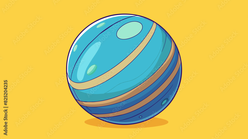 Poster A sphereshaped object with a perfectly round shape and no edges or corners. It is made of a soft squishy material and has a bouncy tactile feel.. Cartoon Vector.