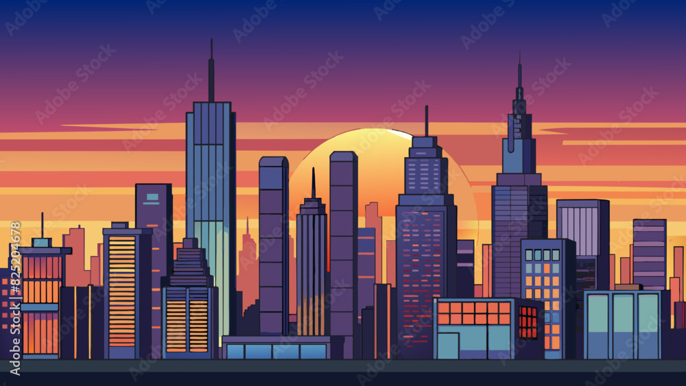 Poster as the sun set the citys skyline was gradually introduced lighting up the night sky with a beautiful