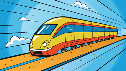 As the train picks up speed the sound of the wheels rolling over the tracks intensifies. The clacking and rattling becomes a constant background noise. Cartoon Vector.