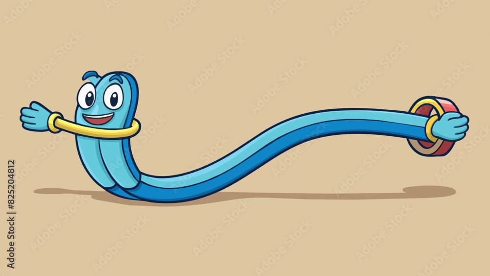 Aufkleber A stretched out elastic band its length seemingly endless as it stretches and bends with ease.. Cartoon Vector.