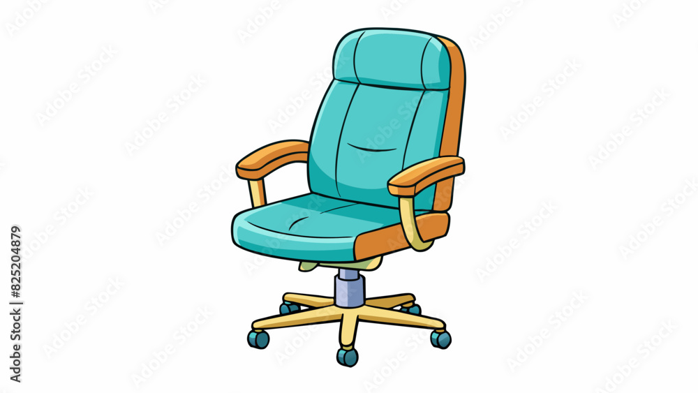 Aufkleber A sy and ergonomic office chair with adjustable lumbar support plush cushioning and smooth swivel capabilities for optimal comfort and productivity.. Cartoon Vector.