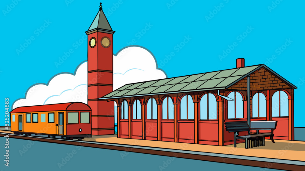 Poster as we pull up to the train station we see a giant clock tower standing tall in the center. the stati