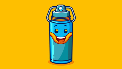 A sy stainless steel water bottle with a fliptop lid and a bright bold design perfect for staying hydrated while on the go.. Cartoon Vector.