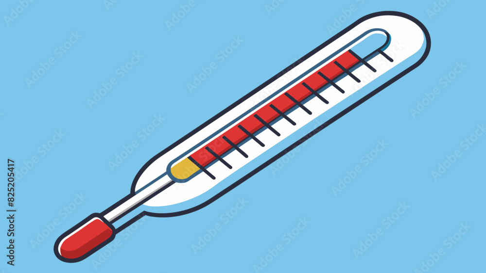 Poster A thermometer is a measuring device used to determine temperature and is often made of glass or metal. It can measure both high and low temperatures. Cartoon Vector.