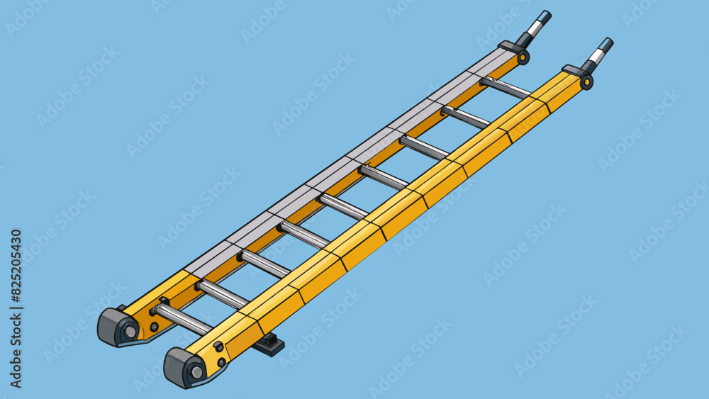 Aufkleber A telescopic ladder fully extended to its maximum height displaying its adjustable and elongated features.. Cartoon Vector.