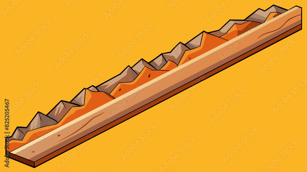 Poster A thick diagonal line with sharp edges resembling a mountain slope and representing the rugged terrain of a rocky landscape.. Cartoon Vector.
