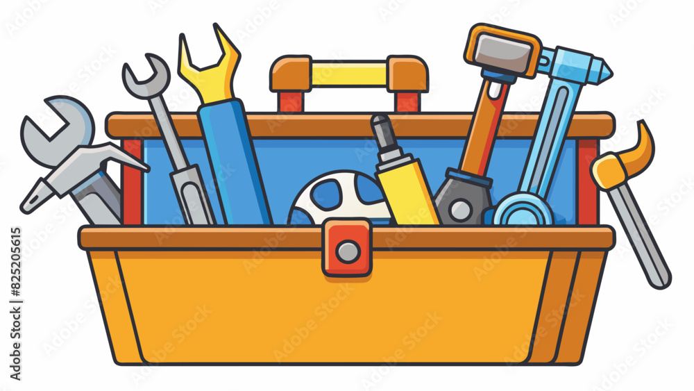 Aufkleber a toolbox filled with various sized and shaped tools including a hammer screwdriver and wrench perfe