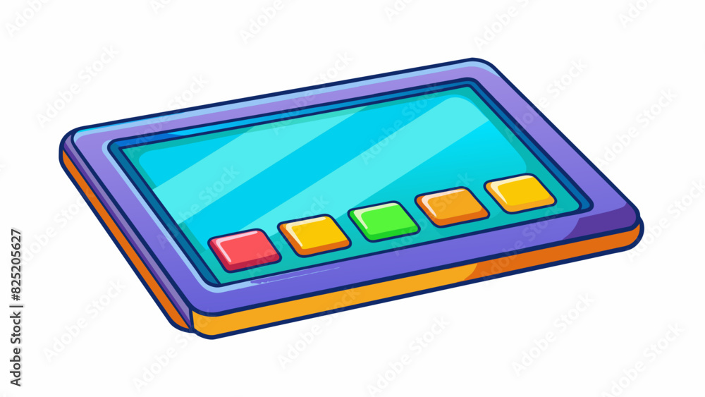 Fototapete A touch screen display with a glossy surface and vibrant colors. It has a rectangular shape with a slim profile and responsive touch capabilities. Cartoon Vector.