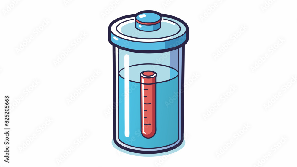 Poster a transparent cylindrical container with graduated markings on the side used for measuring and dispe