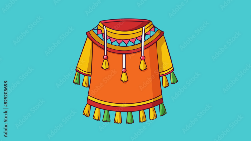 Poster a traditional garment from a foreign culture made of soft lightweight fabric and adorned with colorf