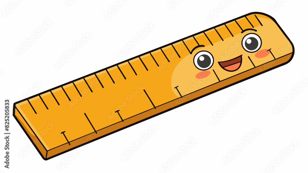 Aufkleber A unit of measurement for length represented by a small ruler with markings every inch. The objects characteristic is that it helps to determine the. Cartoon Vector.