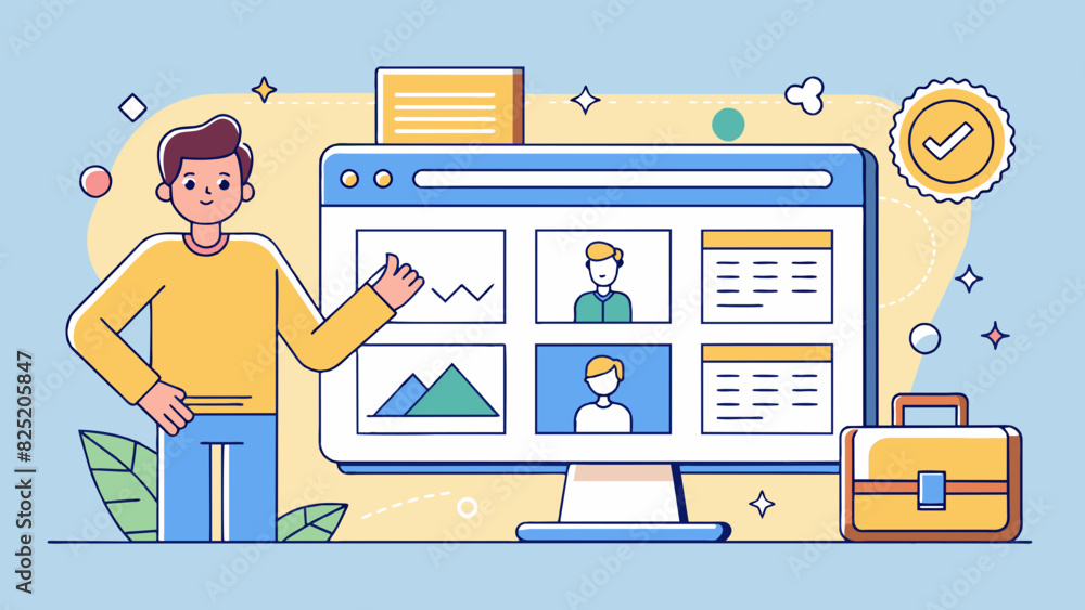 Poster A userfriendly website with a clean layout and intuitive navigation making it easy for visitors to find information and engage with the content.. Cartoon Vector.