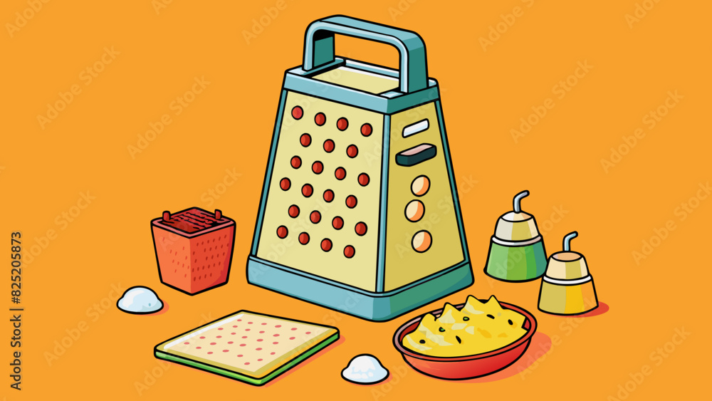 Poster a versatile kitchen gadget that can chop slice and grate various foods with ease. it has interchange
