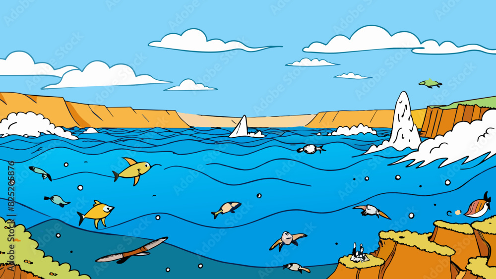 Poster a vast ocean stretching as far as the eye can see its surface constantly shifting and changing. wave