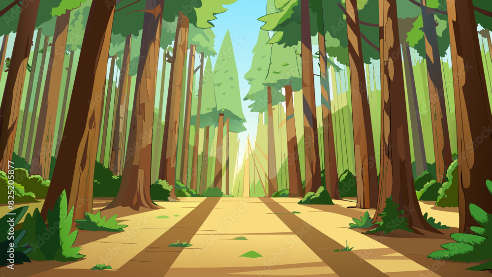 Aufkleber a vast forest stretches as far as the eye can see with towering trees reaching towards the sky. rays