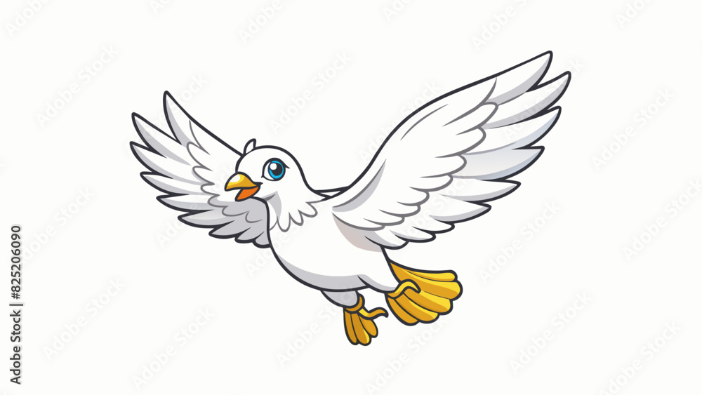 Aufkleber a white dove with a pure unblemished plumage flying gracefully through the air.. cartoon vector.