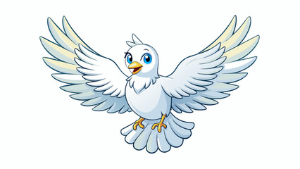 Obraz premium A white dove The feathers are a bright and luminous shade of white symbolizing peace purity and innocence.. Cartoon Vector.