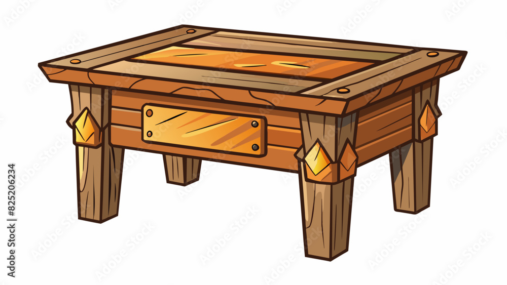 Poster A wooden desk This object is a sy solid structure made of natural materials. It has a rough texture and can be carved or sanded down. It can also. Cartoon Vector.