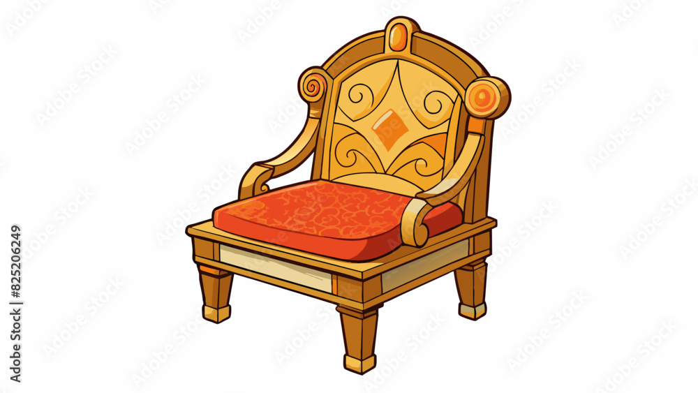 Poster a wooden chair with intricate carvings along the legs and a plush cushion on the seat giving it both