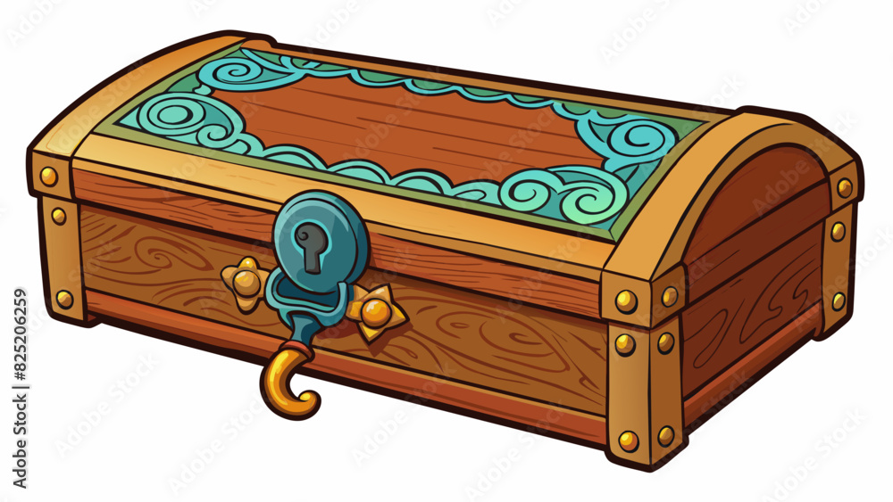 Poster a wooden jewelry box with intricate carvings meant to keep precious items safe and organized. the bo