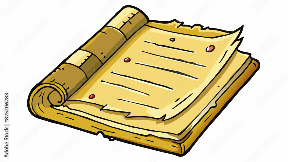 Aufkleber a wornout document with yellowed pages and a torn edge. the corners are frayed and the ink is faded 
