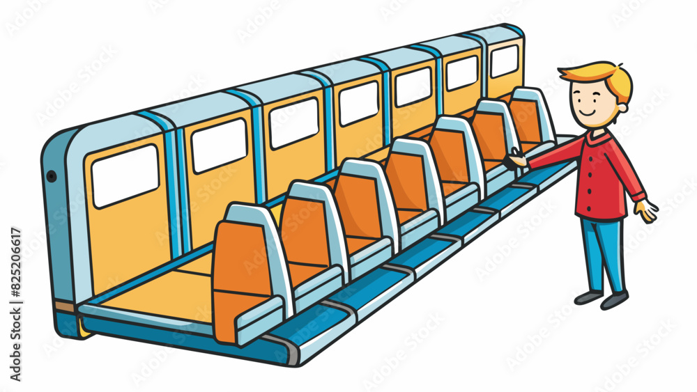 Poster Choosing a seat on a bus The object is a long narrow vehicle with rows of cushioned seats and a designated entrance and exit. Each time you get on the. Cartoon Vector.