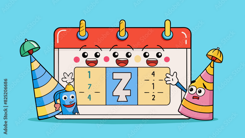 Poster Counting Days If you have 14 days until your birthday and want to divide that time equally a 2 weeks you would have 7 days in each week.. Cartoon Vector.