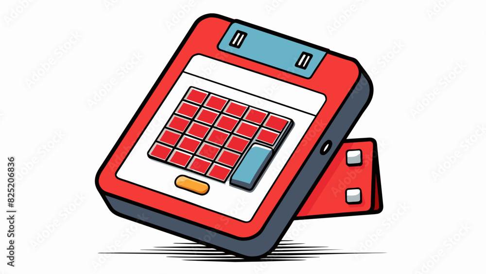 Aufkleber Due is an electronic device that fits in the palm of your hand. It has a sleek black body with a smooth touch screen in the front. The screen displays. Cartoon Vector.