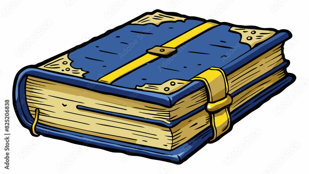Poster due is a thick hardcover book with a wornout spine and frayed edges. its cover is made of deep blue 