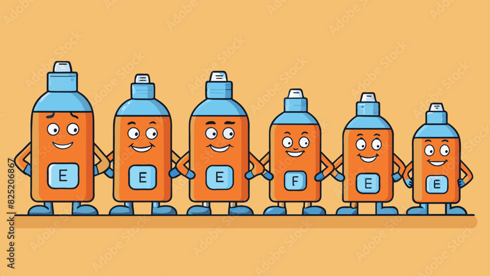 Poster Each e bottle is in alphabetical order making it easy to find the desired e and maintaining a tidy appearance.. Cartoon Vector.
