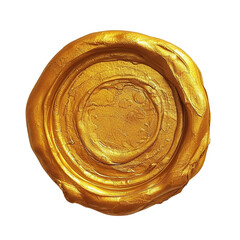 Golden Wax Seal Illustration with Transparent Background